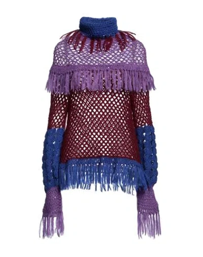 Alberta Ferretti Woman Turtleneck Purple Size 8 Mohair Wool, Polyamide, Virgin Wool
