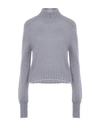 Alberta Ferretti Woman Turtleneck Slate Blue Size 4 Mohair Wool, Polyamide, Virgin Wool