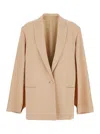 Alberta Ferretti Women Beige Single-breasted Jacket With Classic Lapels In Fabric Woman In Multi