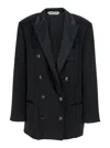 Alberta Ferretti Women Black Double-breasted Jacket With Peak Revers In Viscose Woman In Black