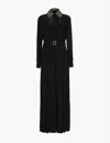 Alberta Ferretti Long .chemisier With Beads Embellished Collar In Semi Sheer Fabric Woman In Black