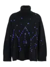 Alberta Ferretti Women Black High-neck Jumper With All-over Crystals Embellishment In Wool And Silk  In Black