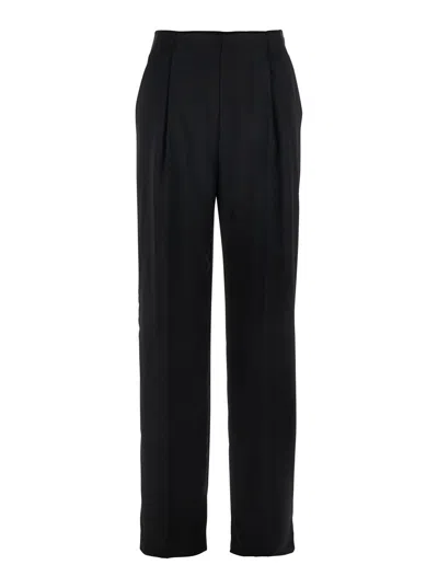 Alberta Ferretti Women Black Trousers With Front Pleats In Velvet Woman