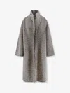 Alberta Ferretti Women Boucle Coat With Herringbone Pattern In Green