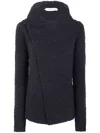 Alberta Ferretti Asymmetric Wool Blend Jacket With High Neck In Black