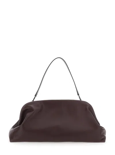 Alberta Ferretti Women Brown Handbag With Removable Handle And Clasp Closure In Leather Woman