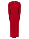 Alberta Ferretti Women Red Long Dress With Hooded Sleeves And Cut Out On The Back In Fabric Woman In Red
