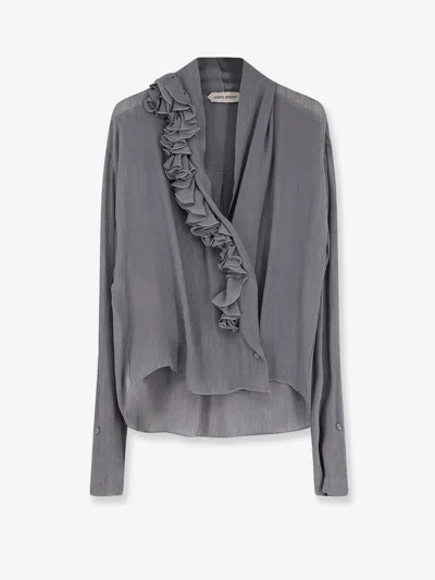 Alberta Ferretti Women Crepe Shirt With Rouches In Gray