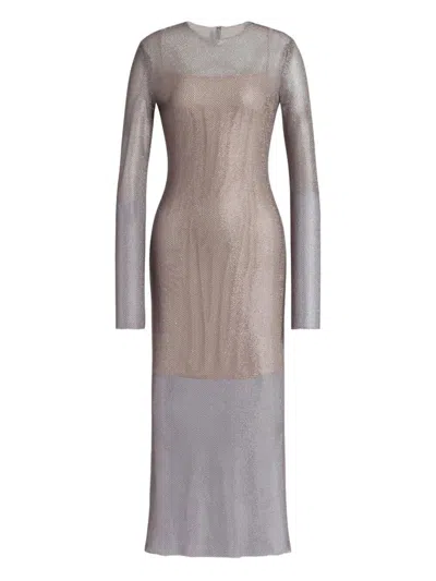 ALBERTA FERRETTI ALBERTA FERRETTI WOMEN CRYSTALS NET MIDI DRESS