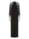 Alberta Ferretti Chiffon Cape Gown In Black