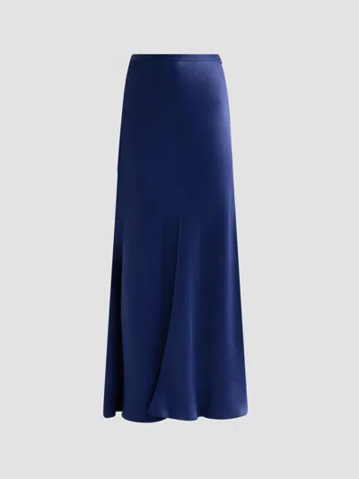 Alberta Ferretti Women's Enver Satin Maxi Slip Skirt In Blue
