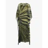 Alberta Ferretti Womens Fantasy Green Abstract-print Chiffon-texture Relaxed-fit Silk Maxi Dress In Fantasy Green