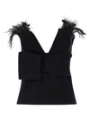 Alberta Ferretti Top With Feathers In Black
