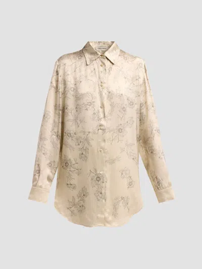 Alberta Ferretti Women's Floral Satin Blouse In Multi Blue