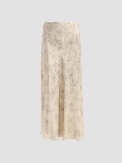 Alberta Ferretti Women's Floral Satin Maxi Skirt In Neutral