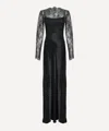 Alberta Ferretti Black Satin Long Dress In Black