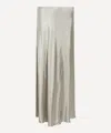 Alberta Ferretti Women's Glossy Satin Long Skirt In Silver