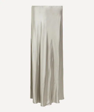 Alberta Ferretti Women's Glossy Satin Long Skirt In Silver
