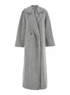 Alberta Ferretti Women Grey Double-breasted Coat With Wide Lapels In Wool Woman In Gray