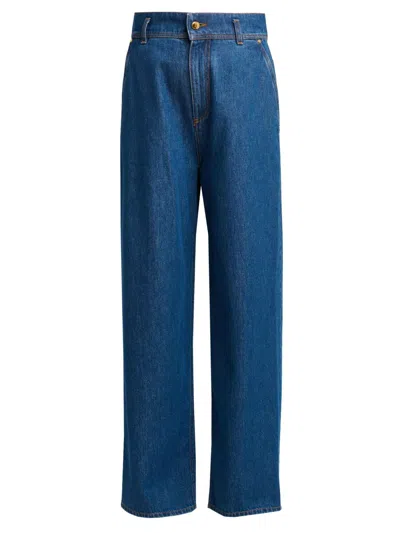 Alberta Ferretti Women's High-waisted Wide-leg Jeans In Blue