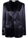 Alberta Ferretti Satin Finish Notched Lapels Long Sleeves In Blue