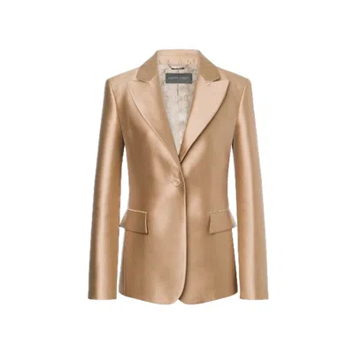 Alberta Ferretti Mikado Single Breast Blazer In Beige