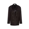 Alberta Ferretti Longline Structured Satin Button Suit In Gray