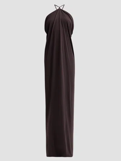 Alberta Ferretti Women's Jersey Halter Column Maxi Dress In Brown