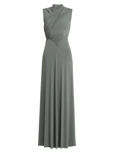 Alberta Ferretti Women's Jersey-knit Gathered Surplice Maxi Dress In Gray