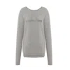 Alberta Ferretti Crew Neck Long Sleeve Ribbed Knitwear In Gray