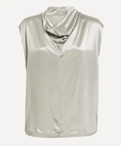 Alberta Ferretti Women's Light Grey Glossy Satin Top In Gray