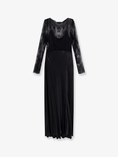 Alberta Ferretti Women Long Dress With Lace Insert In Black