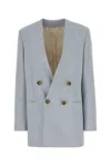 Alberta Ferretti Jacket Long Sleeves Padded Shoulders Buttons Lapels In Blue