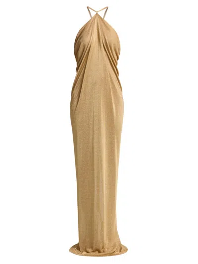 Alberta Ferretti Women's Metallic Halter Gown In Neutral