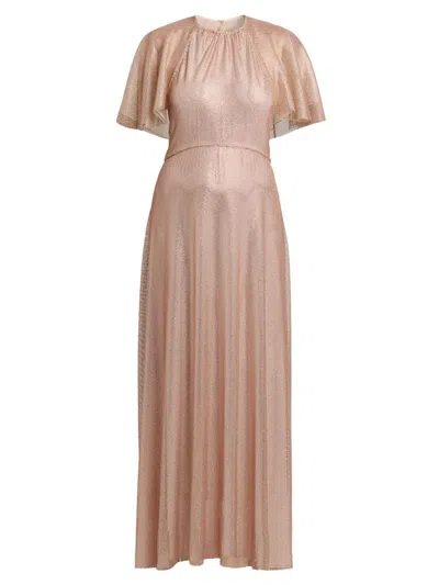 Alberta Ferretti Women's Metallic Mesh A-line Gown In Pink