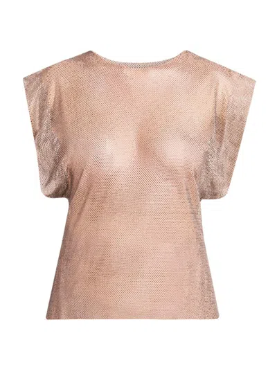 Alberta Ferretti Women's Metallic Sheer T-shirt In Pink