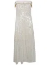 Alberta Ferretti Sequin Dress Floor Length Off Shoulder In White