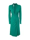 Alberta Ferretti Twisted-front Long-sleeved Midi Dress In Green