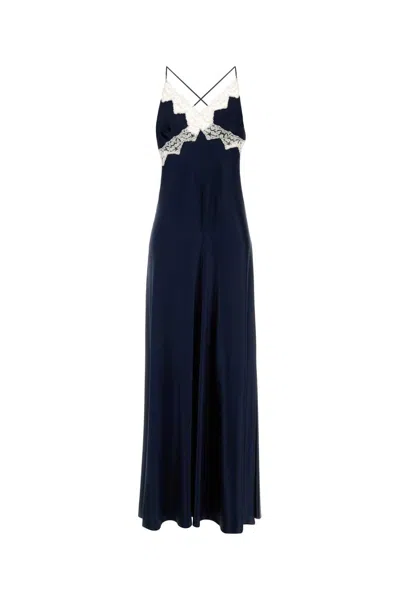 Alberta Ferretti V-neck Lace-trimmed Dress In Black