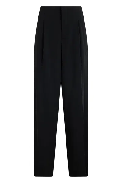 Alberta Ferretti Women's Pleated High-fit Straight-leg Trousers In Black