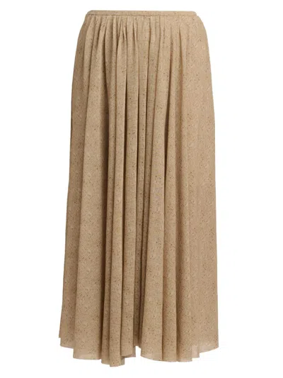 Alberta Ferretti Women's Pleated Midi-skirt In Nude