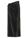 Alberta Ferretti Draped High Waist Midi Skirt In Black