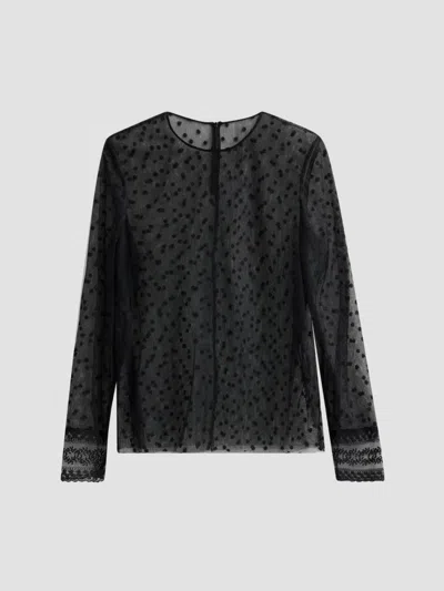 Alberta Ferretti Women's Polka Dot Sheer Tulle Blouse In Multi