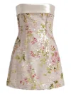 Alberta Ferretti Printed Sequin-embellished Strapless Mini Dress In Silver