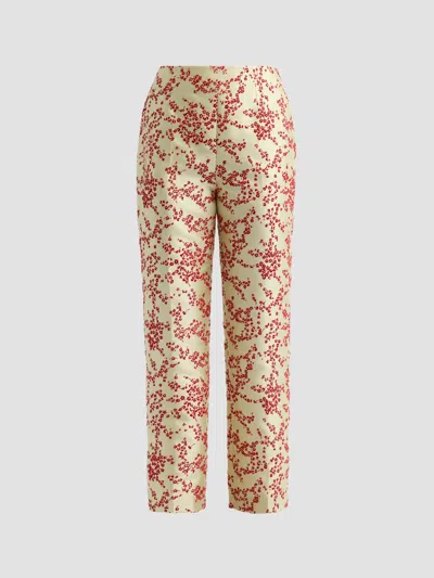 Alberta Ferretti Women's Radzmir Flocked Silk Straight-leg Crop Pants In Multi Green