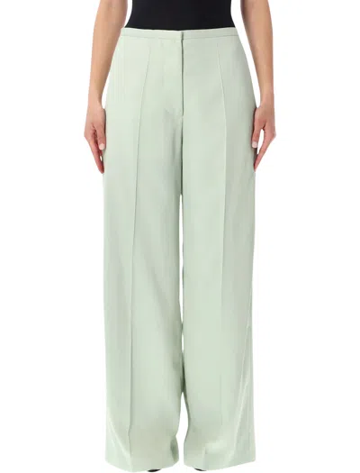 Alberta Ferretti Tailored Wide Leg Fluid Pleated Pants In Green