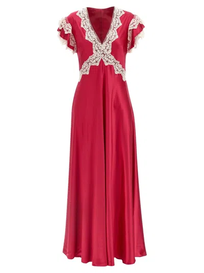 Alberta Ferretti Satin And Lace Dress Dresses Fuchsia In Multi
