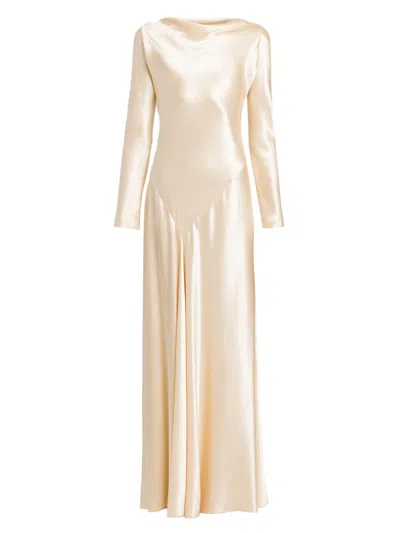 Alberta Ferretti Women's Satin Bias-cut Maxi Dress In Gold