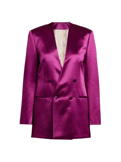 ALBERTA FERRETTI WOMEN'S SATIN DOUBLE-BREASTED BLAZER