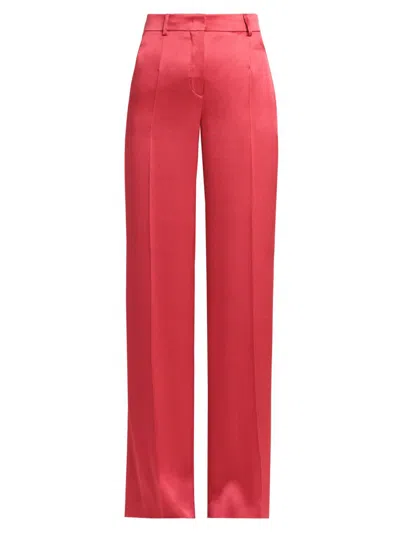 Alberta Ferretti Women's Satin High-rise Straight-leg Pants In Red